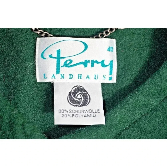 Vintage Perry Landhaus Wool Trachten Blazer Green Peasant Jacket Size 40 / US 12 - Picture 4 of 15